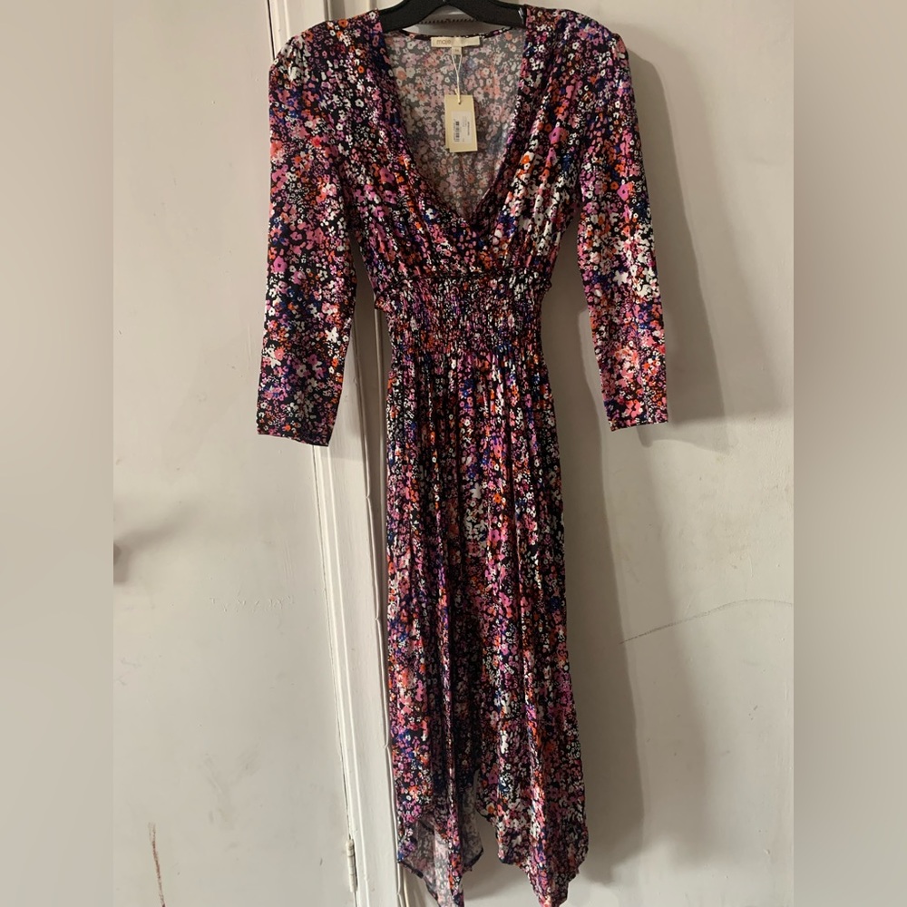 NWT MAJE black and pink floral dress size 34EU/size 2US